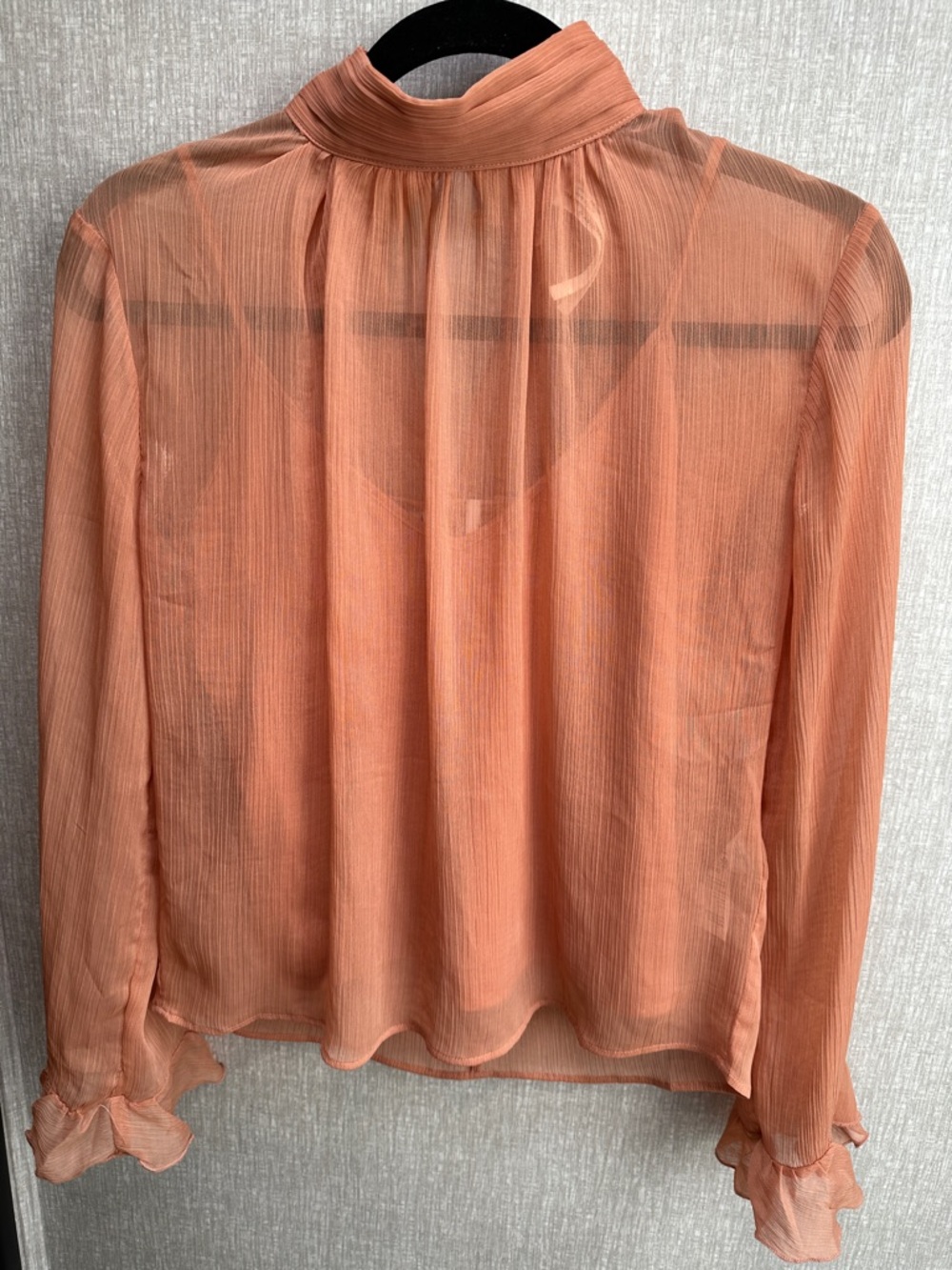 Sheer Peach High-Neck Blouse - Women Tops